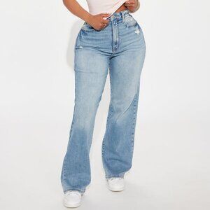 Fashion Nova Imara High Rise Straight Leg Jeans Medium Wash Size 7 NWT